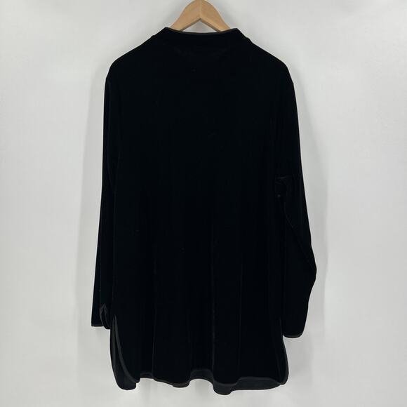 Soft Surroundings Tai Velvet Tunic Womens Size 2X XXL Black Mandarin Collar Chic - Picture 3 of 7